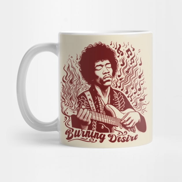 tshirt mug, sticker, print, Jimi Hendrix: Burning Desire by Ken Savana